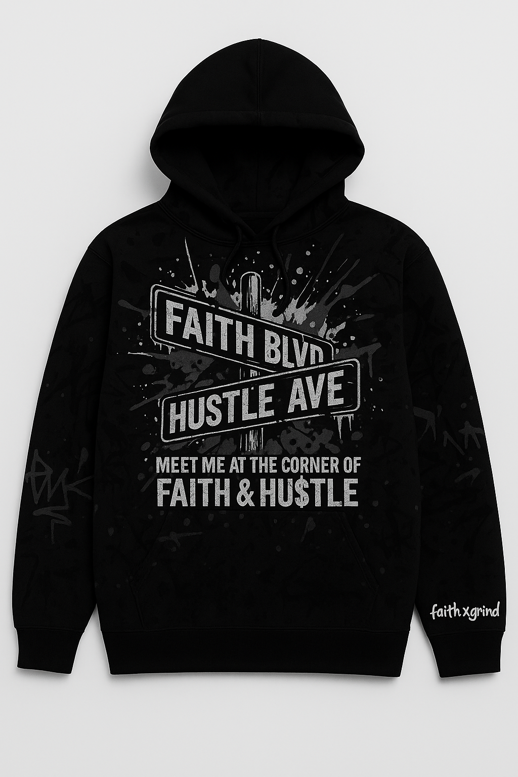 Hu$tle Junkie : Faith x Grind graphic hoodie 🔥
